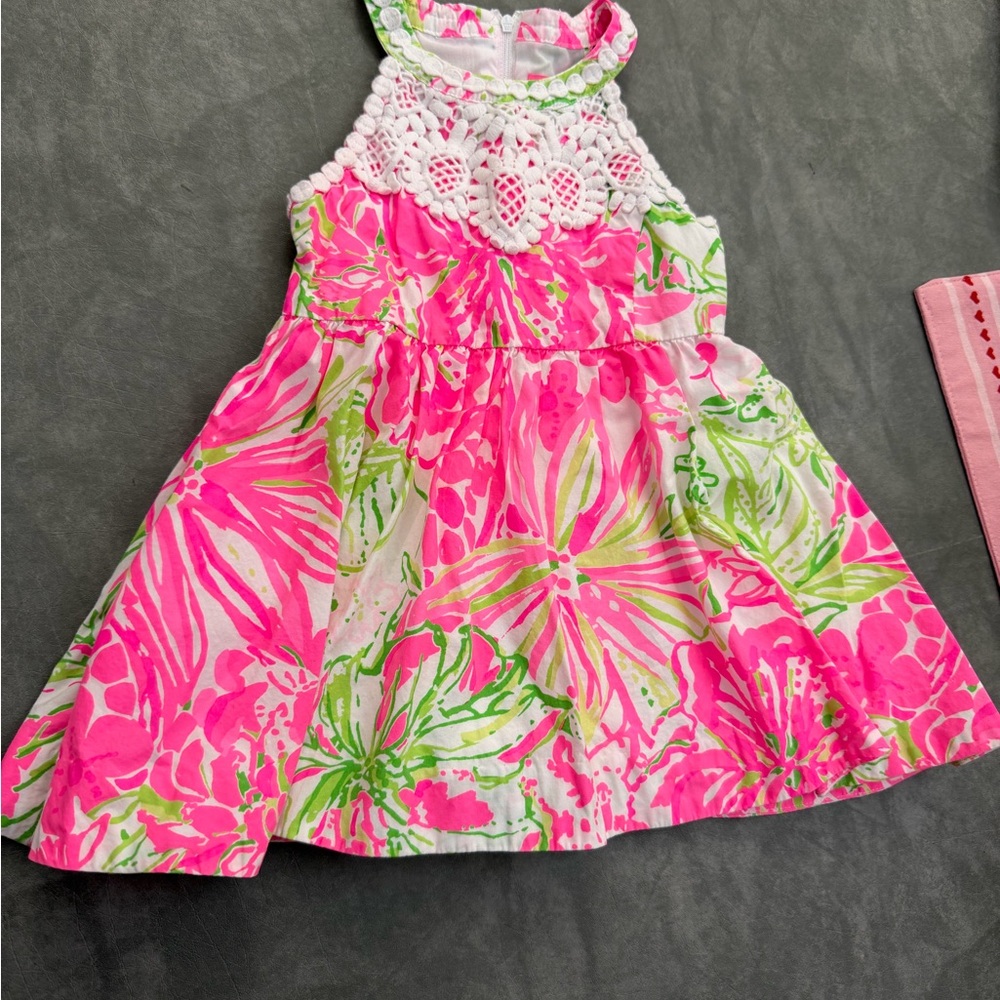 Lilly Pulitzer Pink and Green Floral Kids Dress